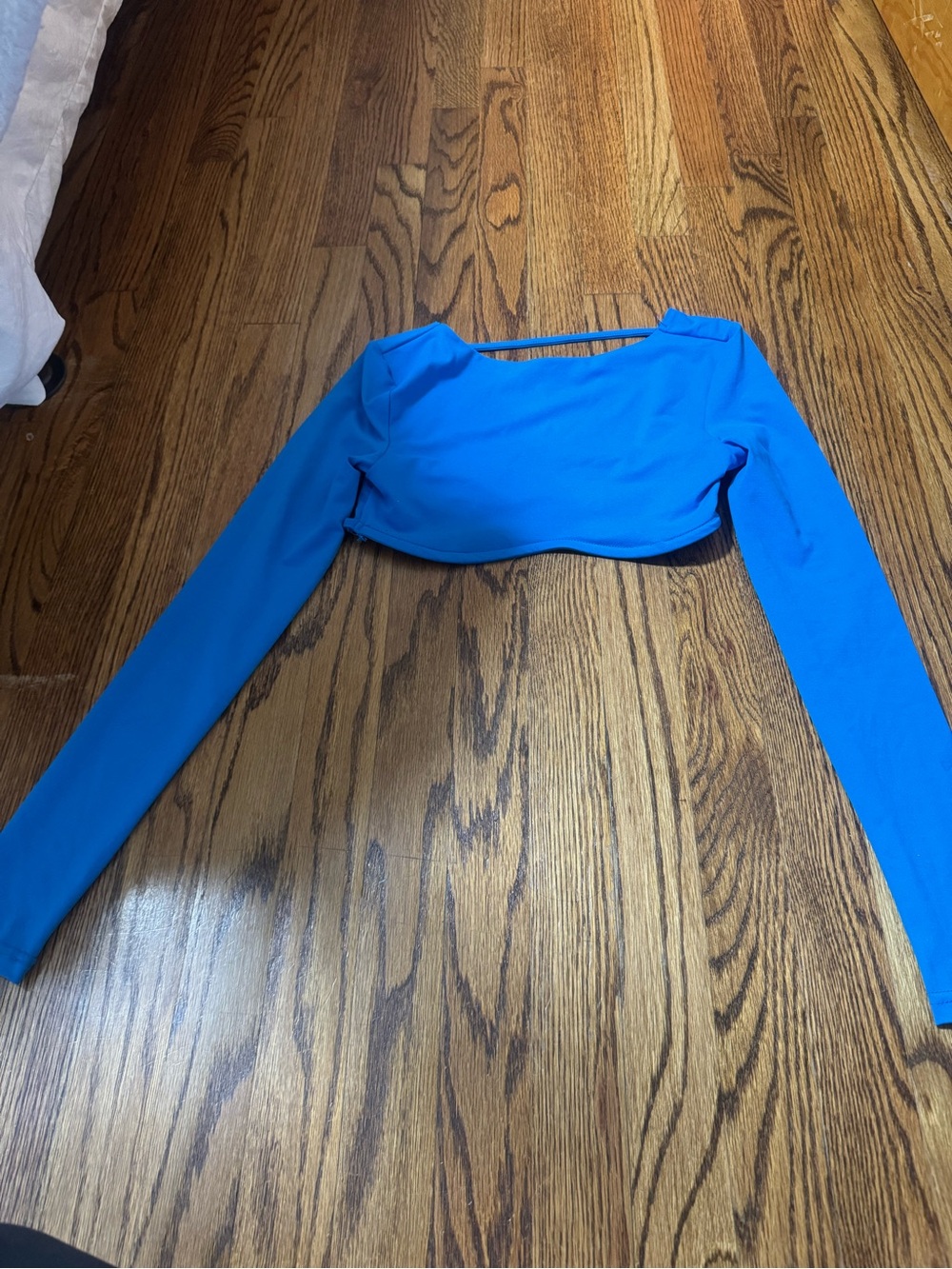 SHEIN Bright Blue Long-Sleeve Crop Top
